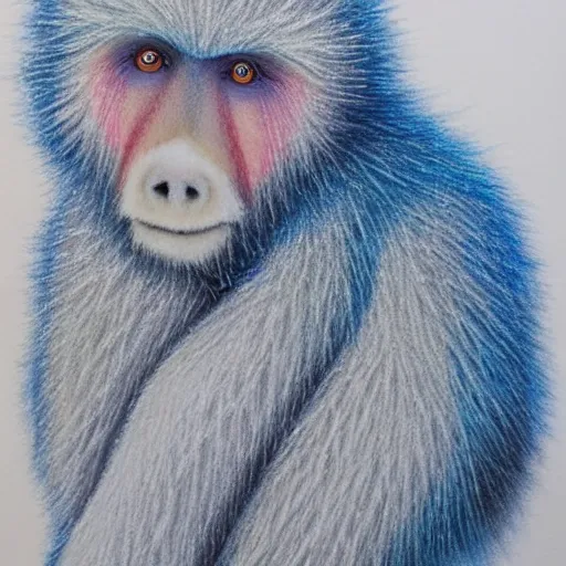 Image similar to Colored pencil art on paper, Frost Ice Monkey, highly detailed, artstation, MasterPiece, Award-Winning, Caran d'Ache Luminance