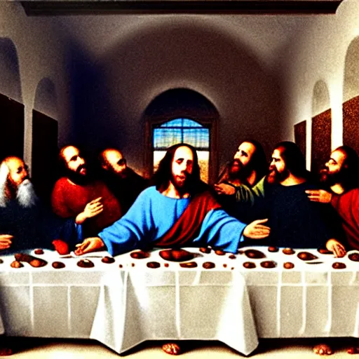 Image similar to Danny DeVito as Jesus in the last supper