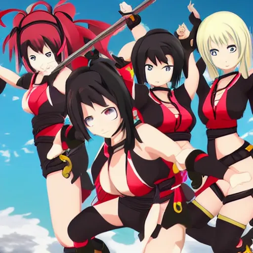 Prompt: kunoichi in the style of senran - kagura