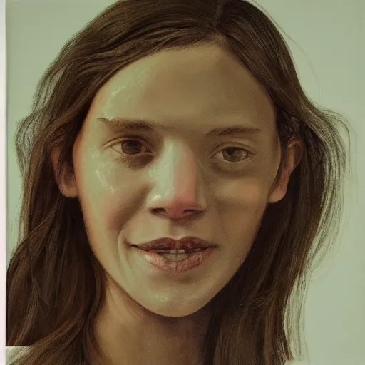 Prompt: portrait of a beautiful smiling girl by Vanessa Beecroft