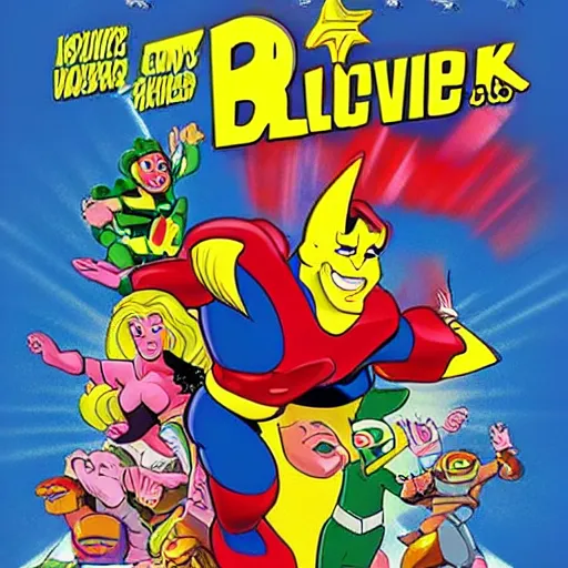 Image similar to 90s cartoon blockbuster movie rental, wavy