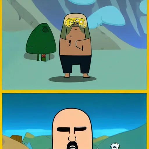 Image similar to the rock as an adventure time character