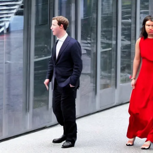 Image similar to mark zuckerberg wearing a red dress