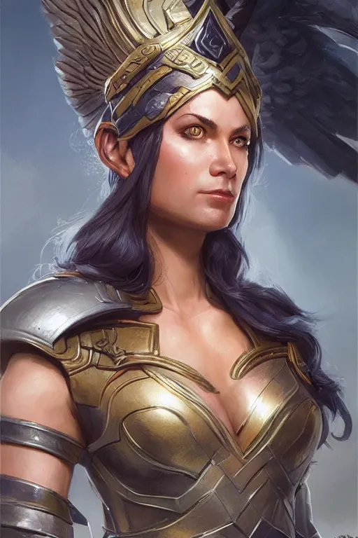 Image similar to amazon valkyrie athena, d & d, fantasy, portrait, highly detailed, headshot, digital painting, trending on artstation, concept art, sharp focus, illustration, art by artgerm and greg rutkowski and magali villeneuve