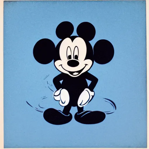 Prompt: Mickey mouse in Cyanotype