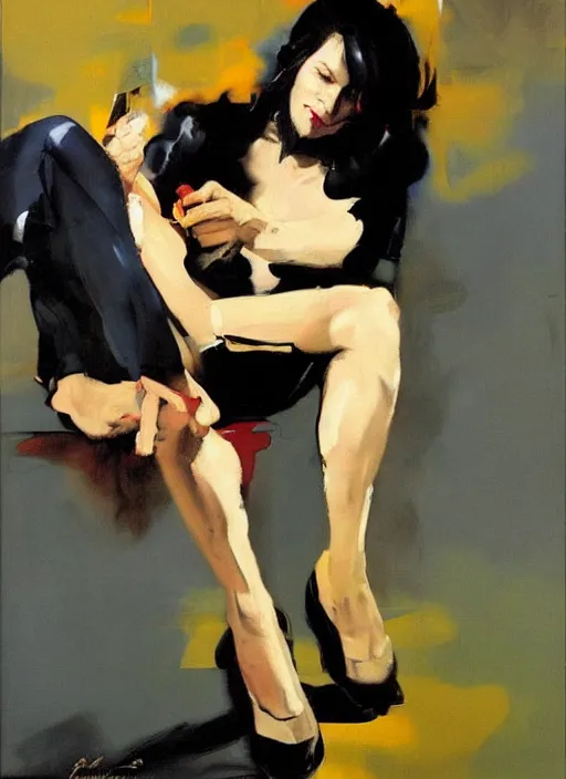 Image similar to quentin tarantino mayonnaise feet, painting by phil hale, fransico goya,'action lines '!!!, graphic style, visible brushstrokes, motion blur, blurry, visible paint texture, crisp hd image