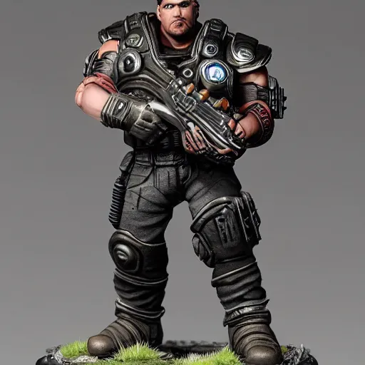 Prompt: gears of war marcus as warhammer tabletop figurines