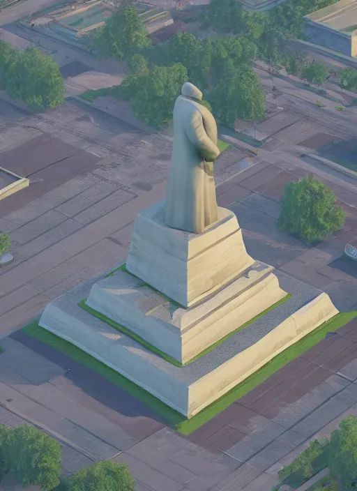 Image similar to lenin's monument isometric aerial by beeple, wlop, unreal engine 5, lumen, nanite