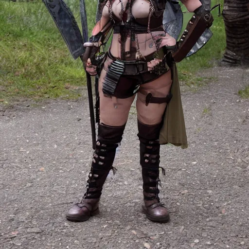 Prompt: full body photo of dieselpunk amazon warrior