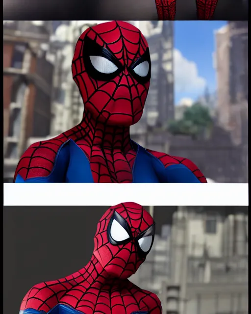 Image similar to A photo of an live-action animated SpiderMan movie without mask starring emma watson. Emma watson face reveal. Spiderman without mask. rendered in Unreal Engine, 8K concept art, detailed, cohesive, mixed media, volumetric lighting, ambient occlusion, 8K 3D, shot on Kodak Ektar