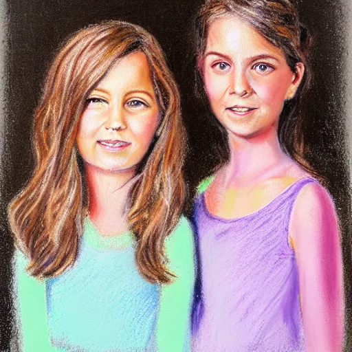 Image similar to a pastel painting of darcey and stacey silva