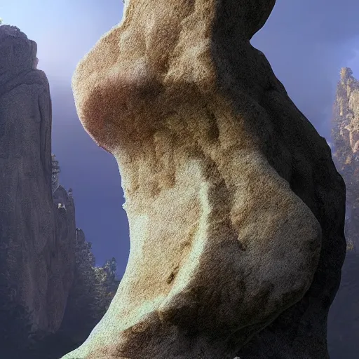 Prompt: a boulder resembling dwane johnson, unreal engine, hyper realistic, fantasy art by greg rutkowsk