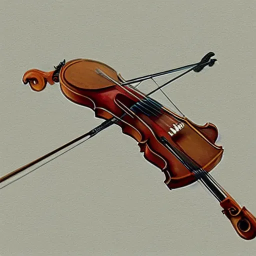 Image similar to a concept art of a violon crossbow