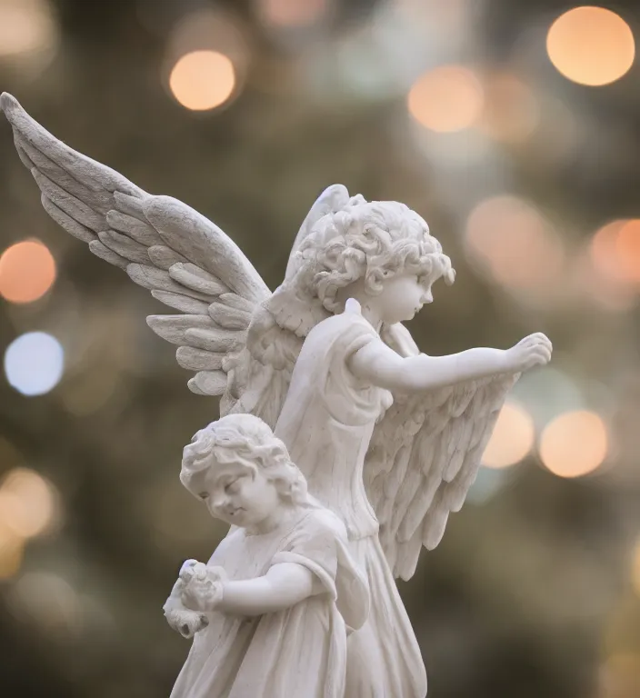 Prompt: centered portrait photography an angel + bokeh + DOF + 8k, photorealistic