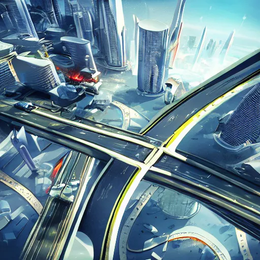 flying cars traffic on futuristic city year 3000 Stable Diffusion