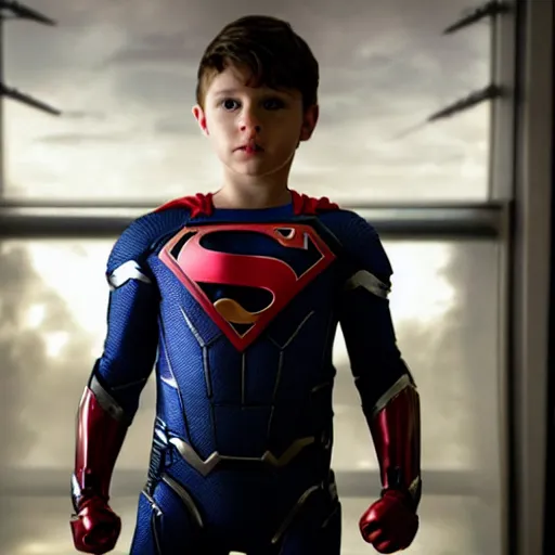 Image similar to movie still of boy super heroe cyborg, cinematic composition, cinematic light, by edgar wright