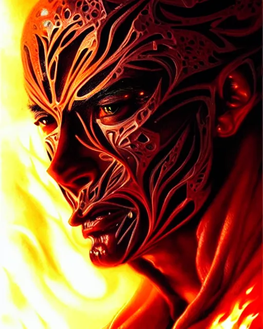 Prompt: A man made of fire, intricate heat distortion designs, elegant, highly detailed, sharp focus, art by Artgerm and Greg Rutkowski and WLOP