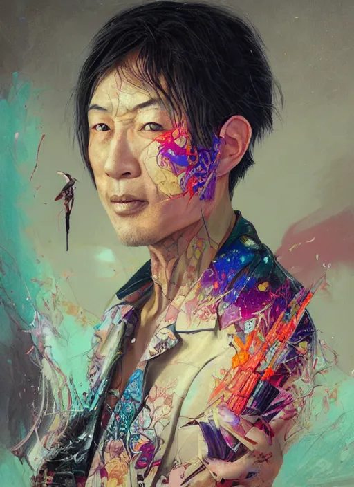 Image similar to beautiful portrait of Satoru Gojo, by Tristan Eaton, Stanley Artgermm, Tom Bagshaw, Greg Rutkowski, Carne Griffiths. trending on DeviantArt, face enhance, hyper detailed, trending on Artstation, 8k, masterpiece, graffiti paint, fine detail, full of color, intricate detail, golden ratio illustration