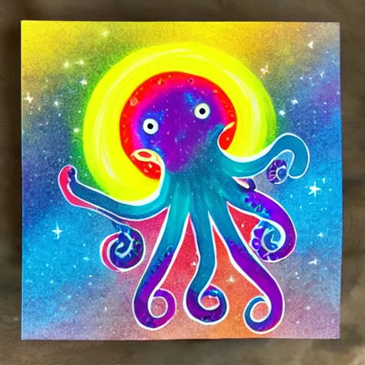 Prompt: rainbow cosmic octopus