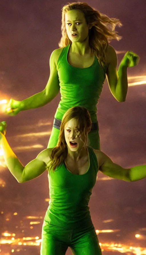 Prompt: brie larson as she - hulk, movie still