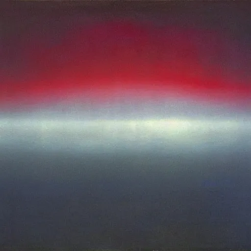 Image similar to the epic abstract painting'blue arctic void with black and red aurora borealis ', by caspar david friedrich!!!, by rothko!!!, stunning masterpiece, trending on artstation