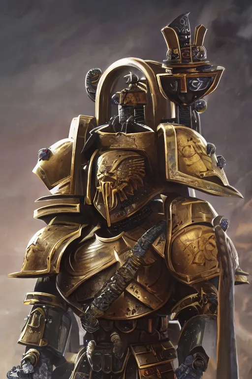 Image similar to armor portrait heros warhammer 4 0 k horus heresy fanart - the primarchs emperor by johannes helgeson animated with vfx concept artist & illustrator global illumination ray tracing hdr fanart arstation zbrush central hardmesh 8 k octane renderer comics stylized