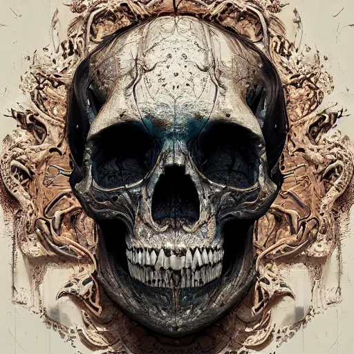 Image similar to portrait_of_a_melting_skull._intricate_abstract._intricate_artwork._by_Tooth_Wu_wlop_beeple_dan_mumford._octane_render_trending_on_artstat