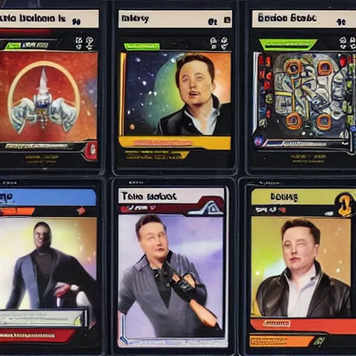 Image similar to elon musk, the trading card game