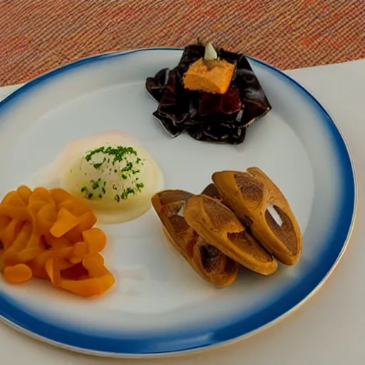 Prompt: austrian national food, presented beautifully on a white plate, michelin star