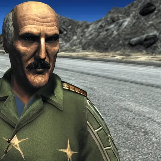 Prompt: Alexander Lukashenko in Fallout: New Vegas