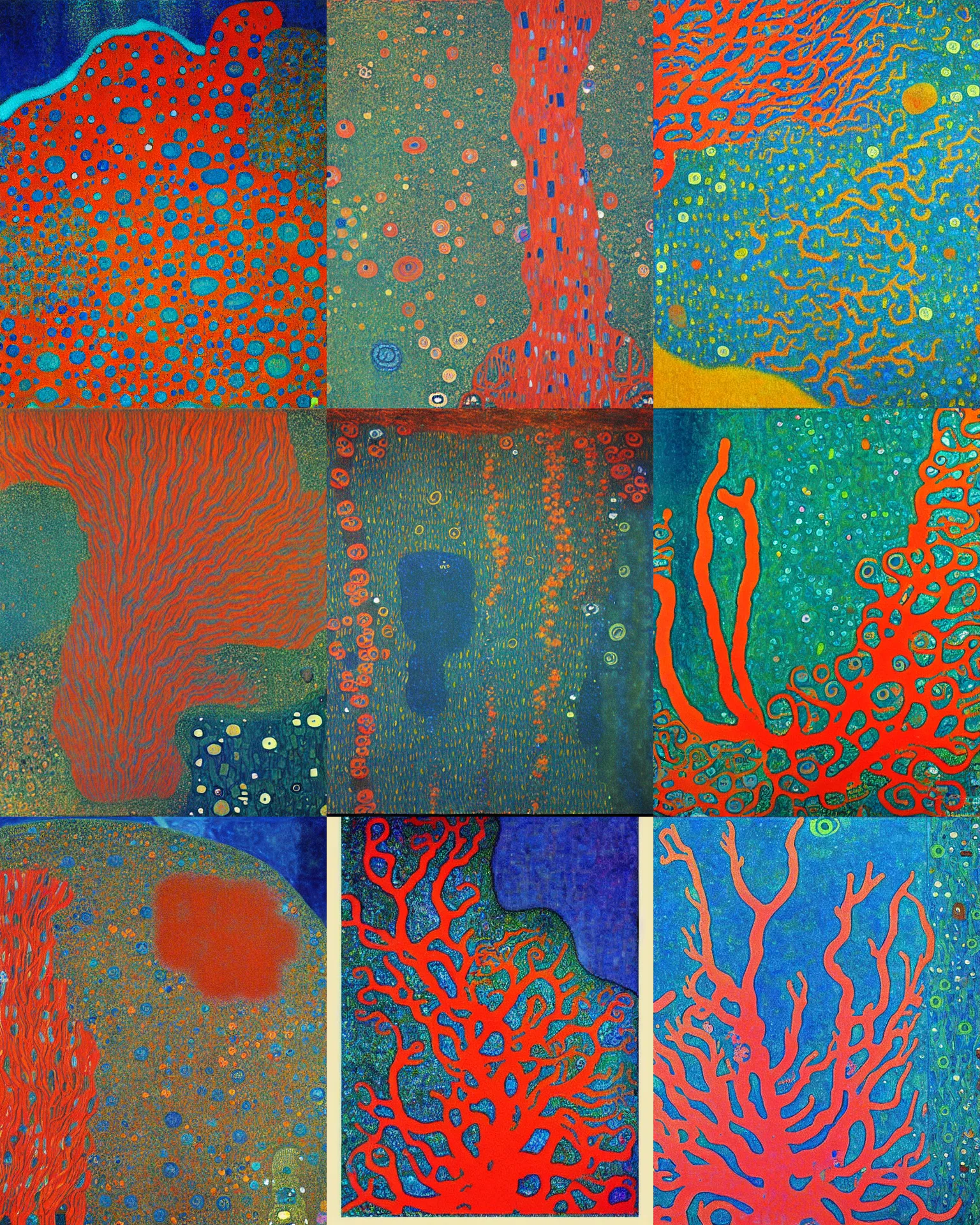 Prompt: A deep sea coral reef painted by Gustav Klimt