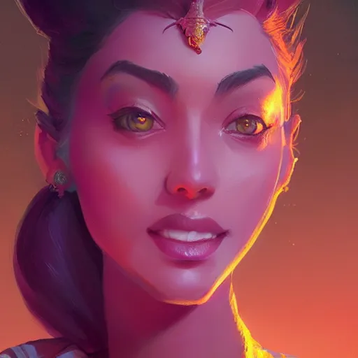 Image similar to portrait of a beautiful woman, maya ali mage, gloomhaven, dynamic lighting, gaudy colors, octane render aesthetic, matte painting concept art, official fanart behance hd artstation by jesper ejsing, by rhads and makoto shinkai and lois van baarle and ilya kuvshinov and rossdraws