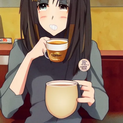 Image similar to anime girl with a latte