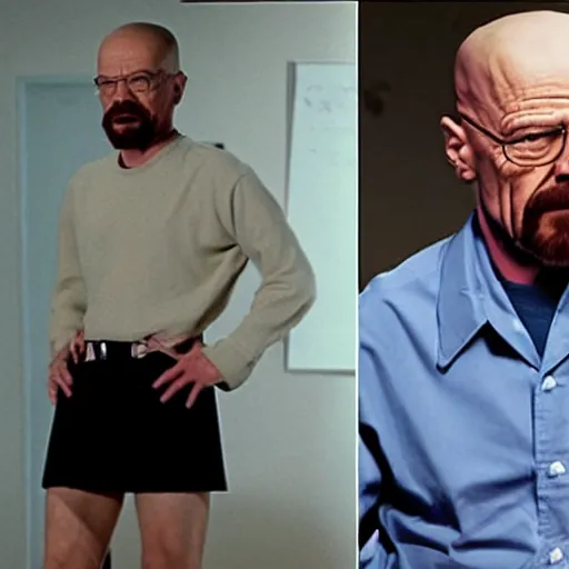 Image similar to Walter White wearing a miniskirt