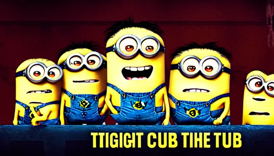 Image similar to fight club!!!!, fight club!!!! ((((the minions)))), movie still