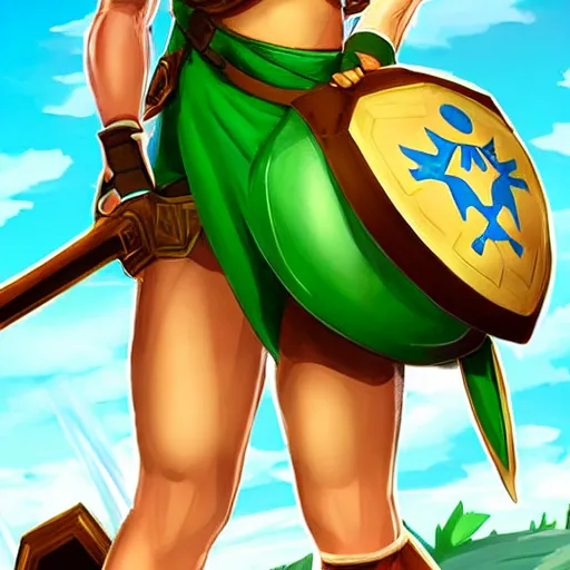 Image similar to Link (Legend of Zelda) as a femboy, cute portrait, dummy thicc