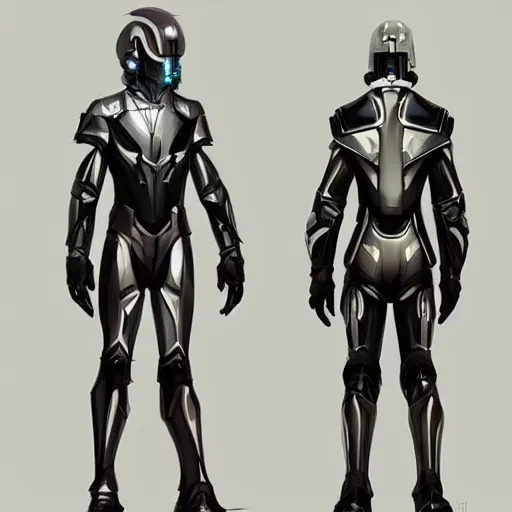 Prompt: concept art, stylized proportions, very long legs, concept design, sketch, human character, science fiction suit, helmet, trending on artstation