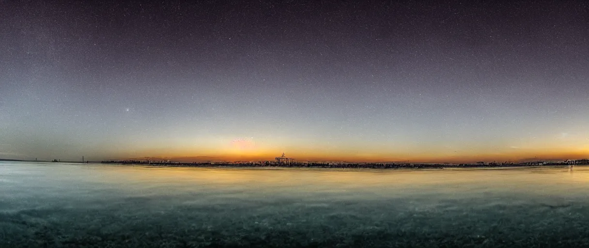 Image similar to Misano Adriatico, Escherichia Coli, landscape, photo, universe in the sky, cinematic lighting, 4k, wide angle, warm tones, Earth, wind, reflections