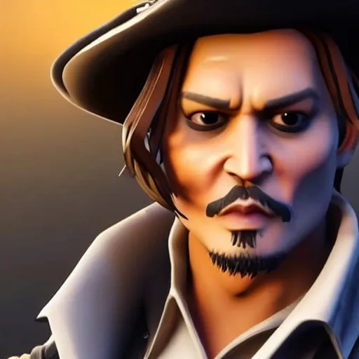 Prompt: johnny depp in fortnite, character render, full body shot, highly detailed, in game render