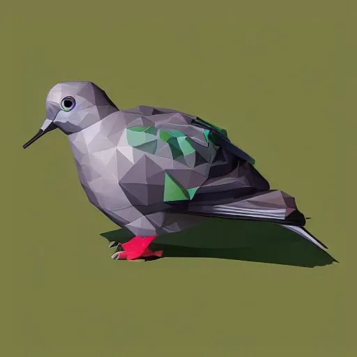 Prompt: isometric, vector, low poly, a green dove, low poly, cgsociety, black background, volumetric lighting, digital art