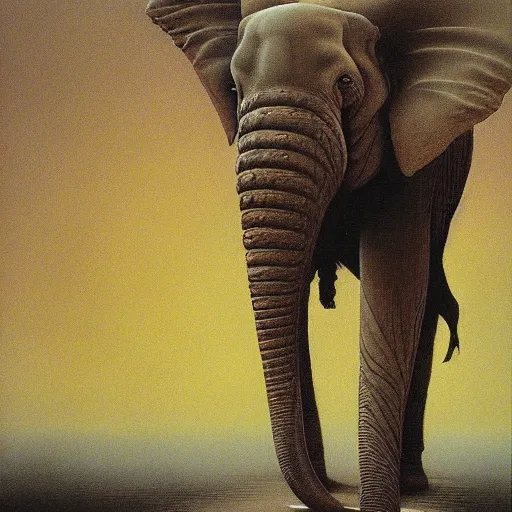 Image similar to elephant goddess by beksinski
