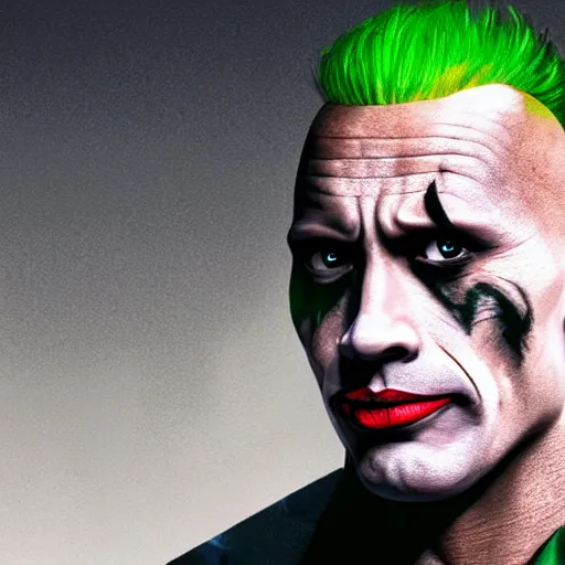 Image similar to Dwayne Johnson as the joker Marvel 4K detail