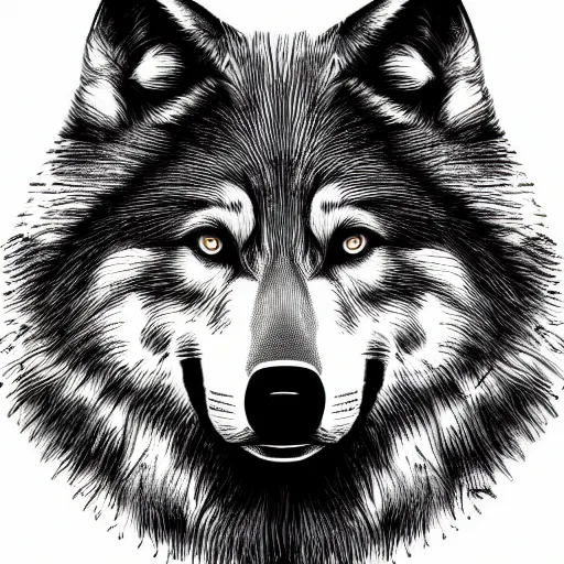 Image similar to wolf template base sketch, sideways view, simple, no color, high quality, HD, 8K