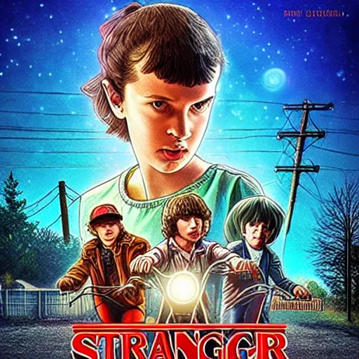 Image similar to stranger things, polish movie poster, trending on artstation