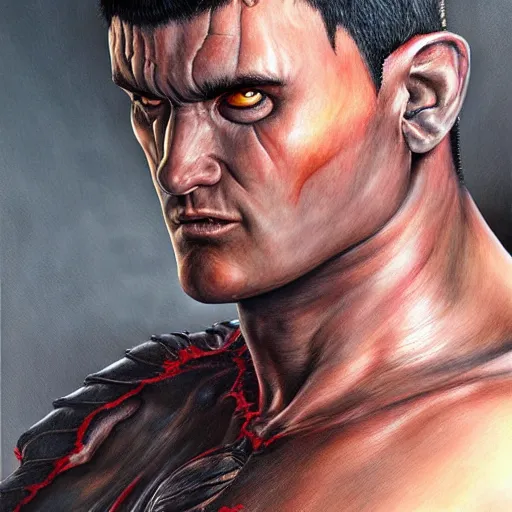 Prompt: Hyper-realistic painting of Guts From Berserk painted by Mike Dargas