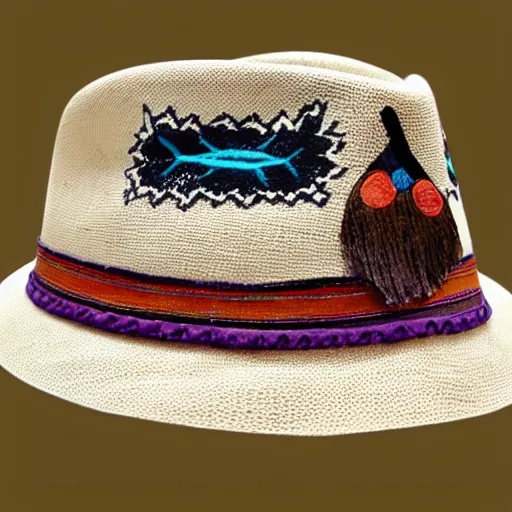 Prompt: mexican folk art fedora