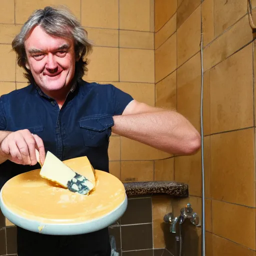 Image similar to James May Bathing in cheese