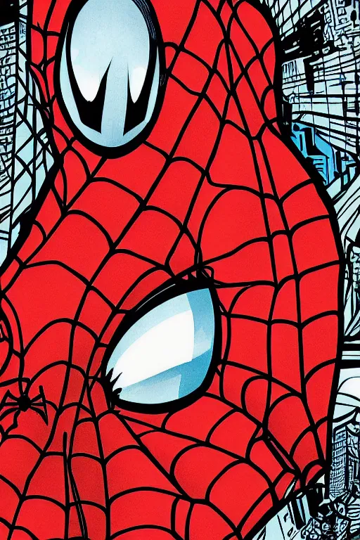 Prompt: Spider-Man, detailed, vibrant, comic, portrait, art by Tim Doyle