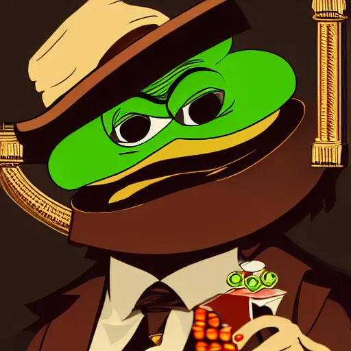 Image similar to pepe as casino dealer, gambling, casino, detailed, artstation