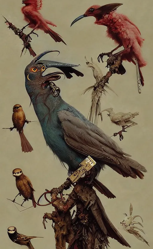 Image similar to anthro bird creature painting by chiara bautista, beksinski and norman rockwell and greg rutkowski weta studio, and lucasfilm